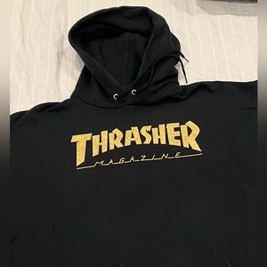 thrasher magazine gold foil logo hoodie